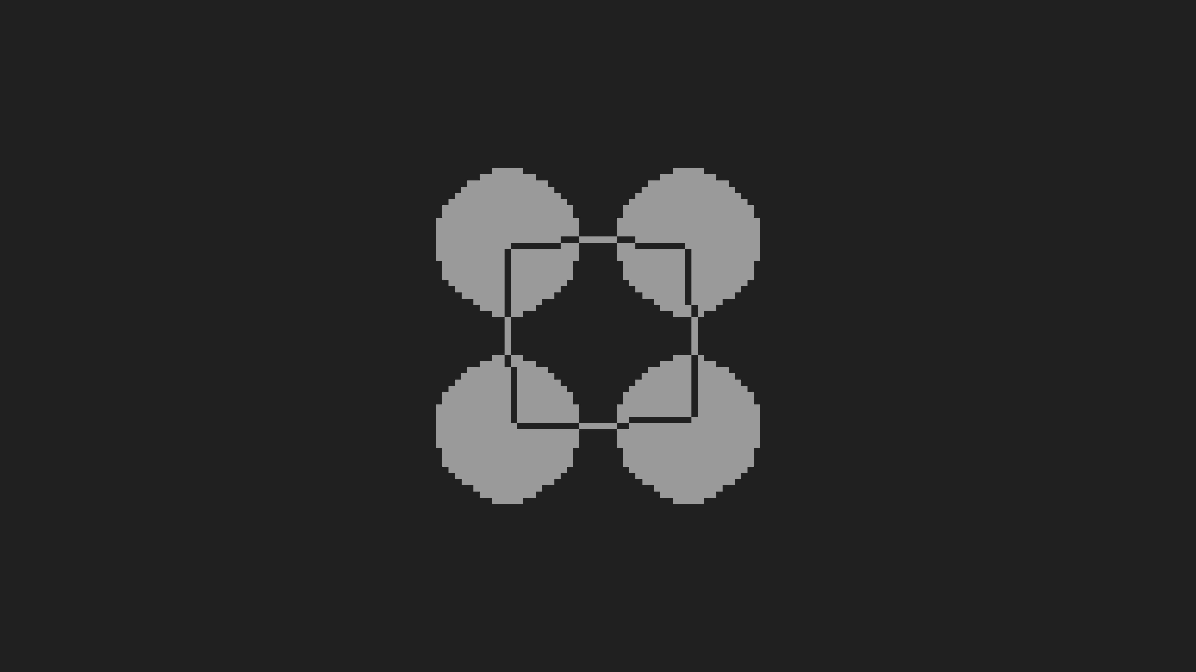 WalletConnect Network image abstract four grey circles interlocked with a square line with a black background